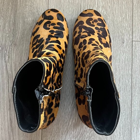 UO Leopard Print Pony Hair Ankle Boots - Picture 2 of 9